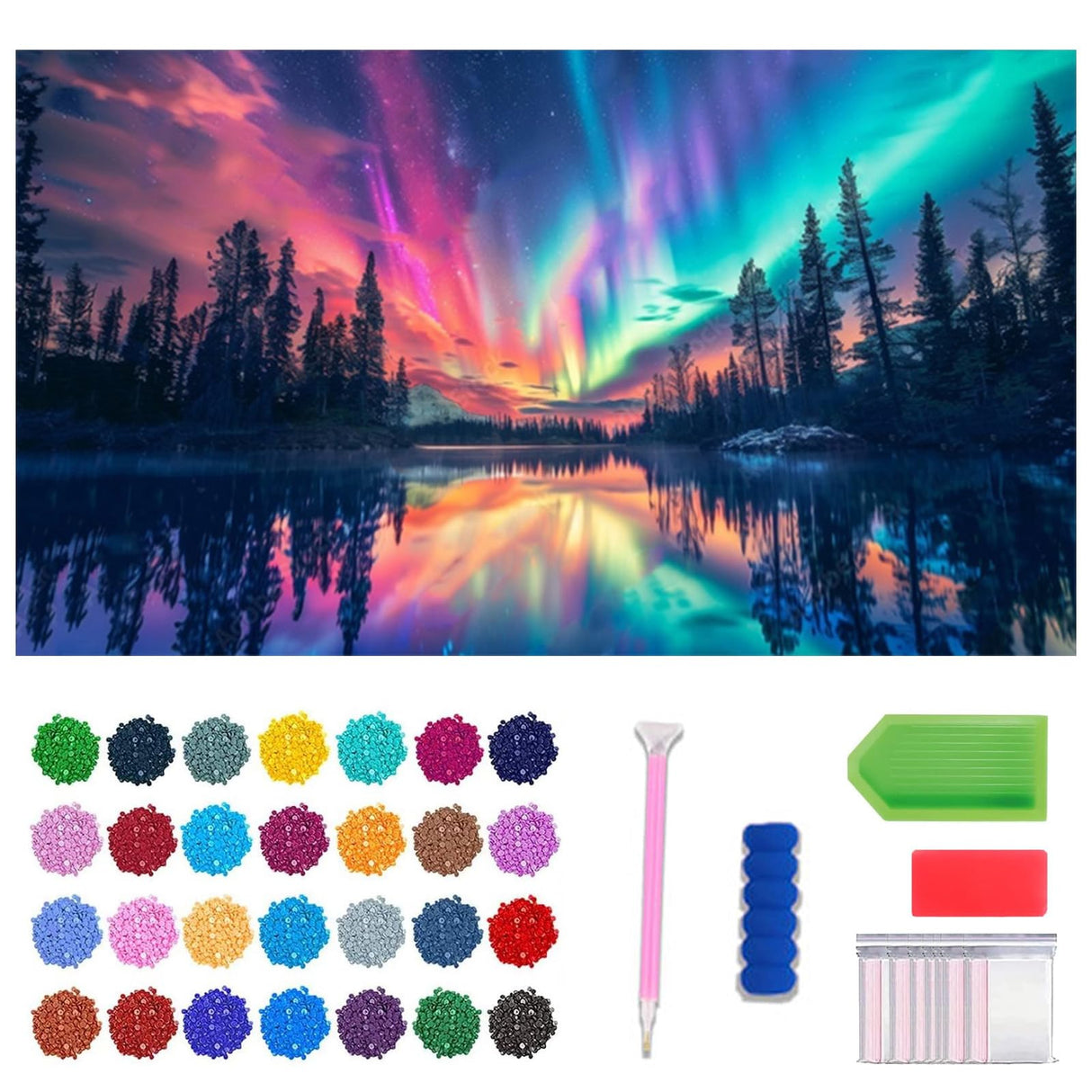 Lophomie Extra Large Diamond Art Kits for Adults, 5D DIY Northern Lights Diamond Painting Kits for Adults Beginners, Diamond Dots Kits Gem Arts Crafts for Home Wall Decor 28x16 Inch Lophomie