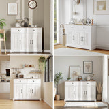 GAOMON 42" Large Buffet Sideboard Storage Cabinet, Farmhouse Sideboard Storage Cabinet with Adjustable Shelf, Drawers and Barn Doors, Wood Coffee Bar Kitchen Table for Entryway Dining Living Room GAOMON