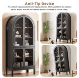 70.9'' Tall Arched Display Cabinet with Acrylic Glass Doors, Modern 5-Tier Arched Bookcase, Kitchen Pantry Storage Cabinet Curio Cabinets for Living Dining Room (Black, 31.5‘’W) Lxsxlome