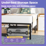PayLessHere 18 Inch High Metal Platform Bed Frame with Maximum Storage Space Under The Heavy Duty Bed Frame No Box Spring Needed Noise-Free Easy Assembly (Twin) PayLessHere