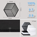 12 Pack Self-adhesive Acoustic Panels, Hexagon Sound Dampening Panels, 14 X 12 X 0.4 In Sound Proof Panels for Walls, High Density Flame Resistant Sound Absorbing Padding for Recording Studio, Office Necmuaih