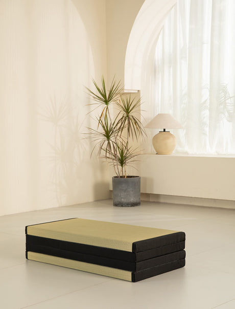MustMat Thick Tatami Mat Twin XL Floor Mattress Japanese Tatami Bed with Storage Bag 39 x 80 x 2 in (Black) MustMat