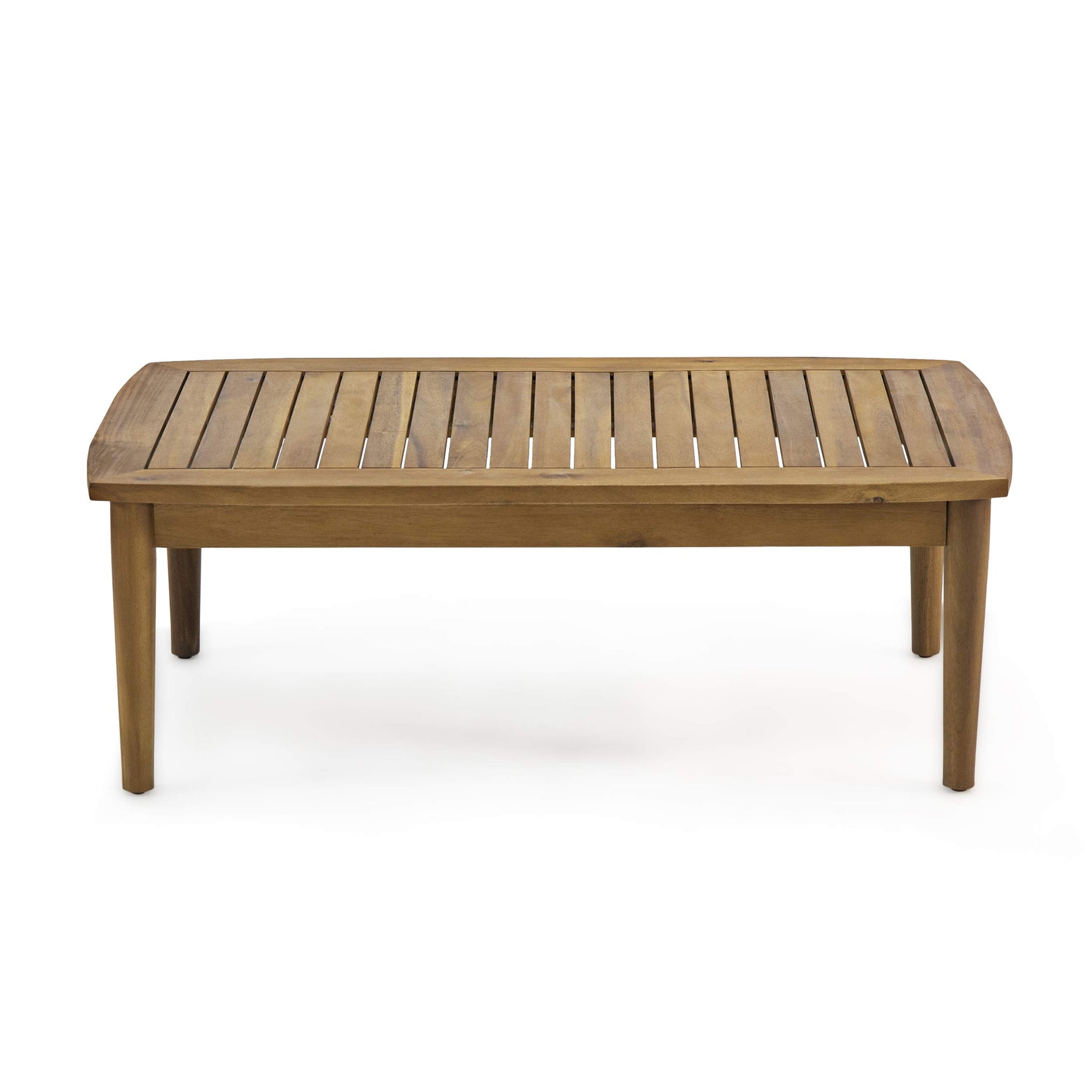 Christopher Knight Home Felix Outdoor Acacia Wood 4 Seater Chat Set with Coffee Table, Teak Finish, Beige - WoodArtSupply