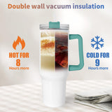 Icesip 40 oz Sublimation Tumblers 40 Pack with 5 Color Handle Lid and Straw Stainless Steel Double Wall Vacuum Insulated Travel Mug Cup Bulk Blank for DIY Gift Icesip