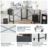 GlasFlength L Shaped Gaming Desk, 49 Inch L Shaped Desk with CPU Storage Shelf & Side Bag, Wooden Corner Desk for Home Office, White 49 inches GlasFlength