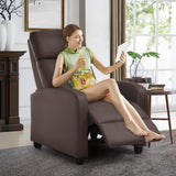 FDW Recliner Chair Single Reclining Sofa Leather Chair Home Theater Seating Living Room Lounge Chaise with Padded Seat Backrest (Brown) FDW