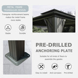 Domi Hardtop Gazebo 12x20FT, Aluminum Outdoor Gazebo with Galvanized Steel Double Roof Canopy, Curtains and Netting Included, Metal Gazebo Permanent Pavilion for Patio, Lawn, Garden, Gray domi outdoor living