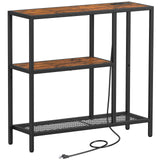 Snughome Console Table with Power Outlets, Entryway Table with Storage, Narrow Sofa Table with 3 Tier Shelves, Couch Table with USB Ports, Hallway Table for Living Room, Entrance Snughome