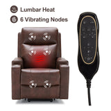 Eiayeebil Triple Motor Power Lift Recliner Chair with Adjustable Lumbar Support, Lay Flat Recliner for Elderly, Breathable Brown Leather Recliner, Lift Chair Massage & Heating, USB Ports, Cup Holders Eiayeebil