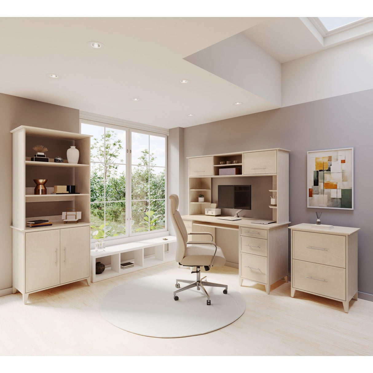 Realspace® Koru 60"W Hutch for Koru L-Shaped Or Straight Computer Desks, Natural Oak Realspace