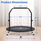 HYD-Parts 40" Mini Trampoline for Adults and Kids Exercise Rebounder with Adjustable Bar Fitness Trampoline Indoor Max Load 330lbs HYD-Parts