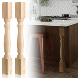DoubleFill 2 Pcs Unfinished Kitchen Island Legs Farmhouse Solid Wood Table Legs Rubberwood Replacement Raised Panel Cabinet Column, 35.4" H x 3.7" W x 3.7" D DoubleFill