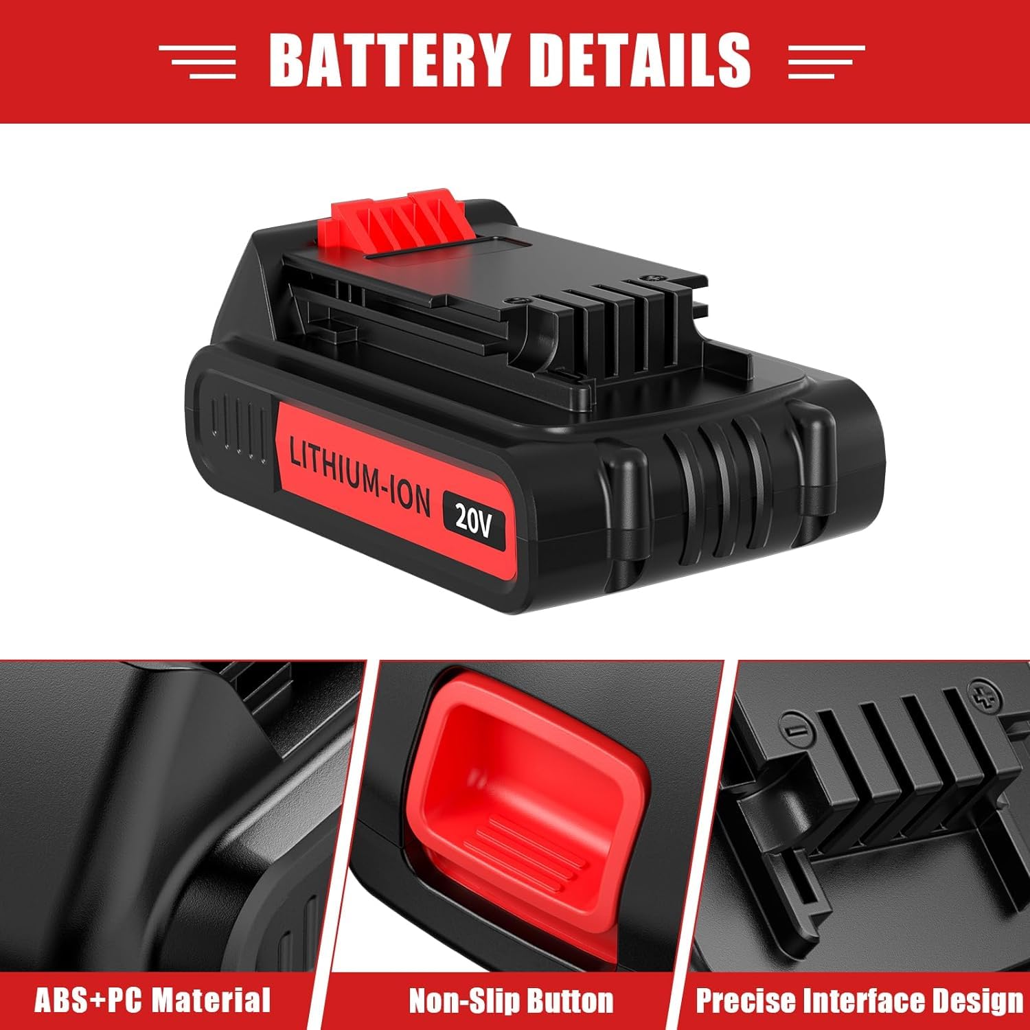 BATTOOL 2Pack 3800mAh 20V Replace for Black and Decker 20V Lithium Battery Compatible with Black & Decker 20V MAX Battery LBXR20 LB20 LBX20 Cordless Power Tools - WoodArtSupply