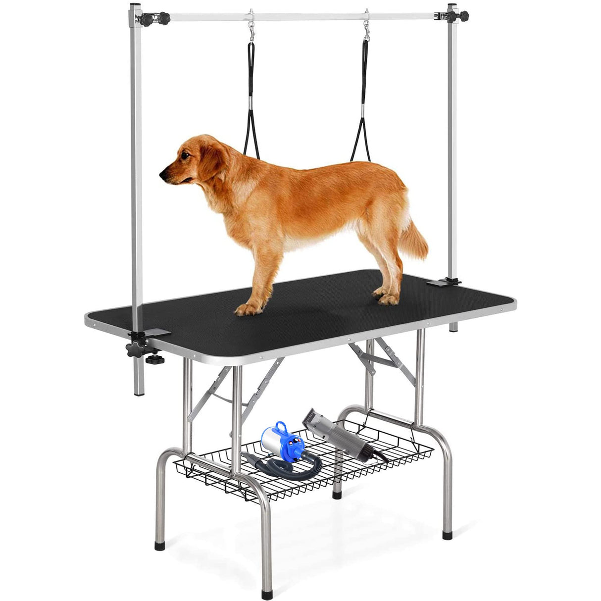 Pet Grooming Table for Large Dogs Adjustable Professional - Portable Trimming Drying Table w/Arm/Noose/Mesh Tray, Maximum Capacity Up to 330LB Haige Pet Your Pet Nanny