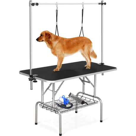 Pet Grooming Table for Large Dogs Adjustable Professional - Portable Trimming Drying Table w/Arm/Noose/Mesh Tray, Maximum Capacity Up to 330LB Haige Pet Your Pet Nanny