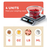 BOMATA 0.1g/ 13lb Food Scale, Digital Kitchen Scale with Removable Stainless Steel Pan, Backlit LCD Display, for Cooking, Baking B621 Grey BOMATA