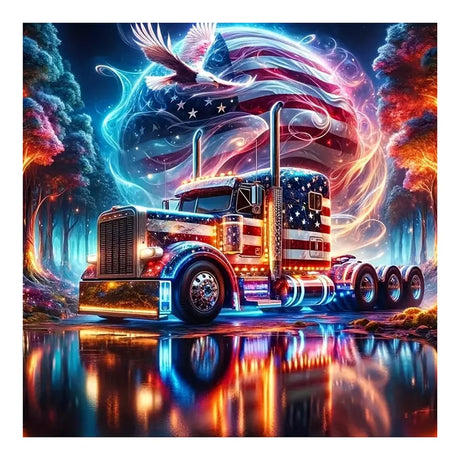 hill froeistung 5D Colorful Truck Diamond Art Painting Kits for Adults,Eagle Diamond Art for Beginners, DIY Full Drill Flag Diamond dots for Wall Decor 12 x 12 Inch hill froeistung