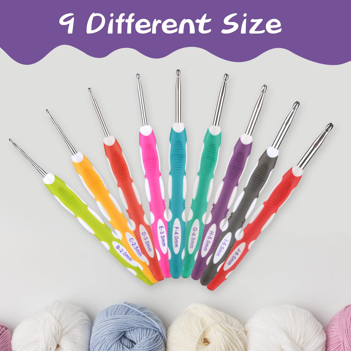 Ruidi TPR and ABS Handle Crochet Hook(9pcs) RUIDI