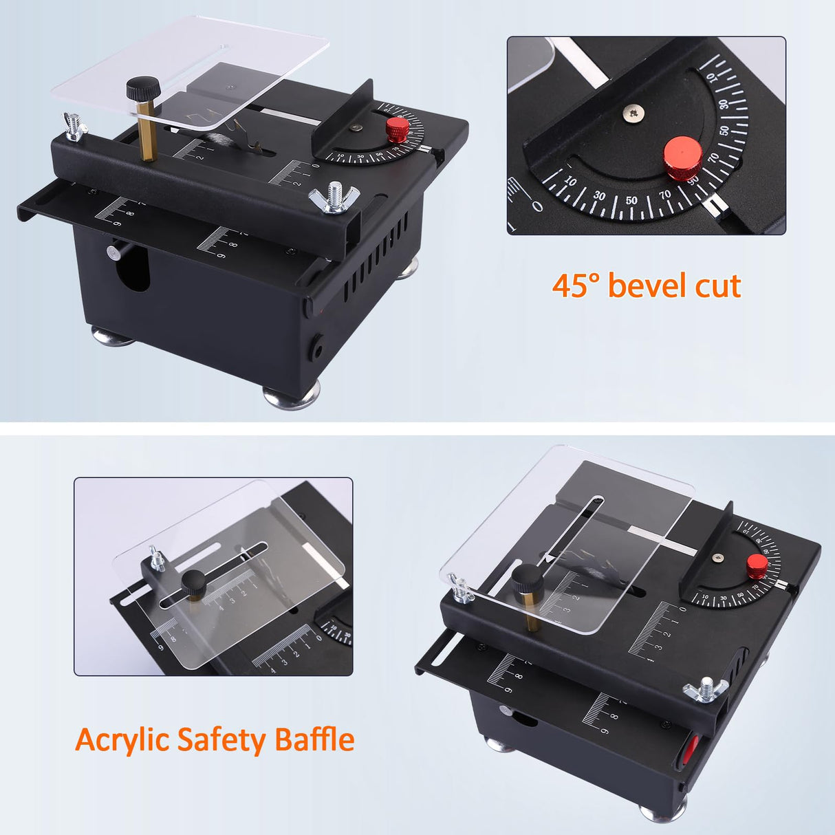 Mini Table Saw,100W Mini Desktop Electric Saw Cutter Speed & Angle Adjustable 16MM Cutting Depth, Seven Speed Adjustable Power Supply,table sawelectrical, mini table saw for crafts Loddery