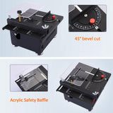 Mini Table Saw,100W Mini Desktop Electric Saw Cutter Speed & Angle Adjustable 16MM Cutting Depth, Seven Speed Adjustable Power Supply,table sawelectrical, mini table saw for crafts Loddery