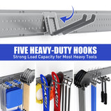 ZICANYCO Garage Tool Organizer Wall Mount 48 inches with 10 Adjustable Heavy-Duty Hooks, Garage Organization, Garden Tool Storage Rack, Yard, and Shed, Holds Up to 400 lbs (Grey) ZICANYCO