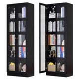 IRONMIX Display Cabinet with Doors, Curio Cabinet with 4 Adjustable Shelves, 71" Tall China Cabinet for Living Room, 5-Tier Display Case Tall Bookcase for Home Office (23.5 W, Black) IRONMIX