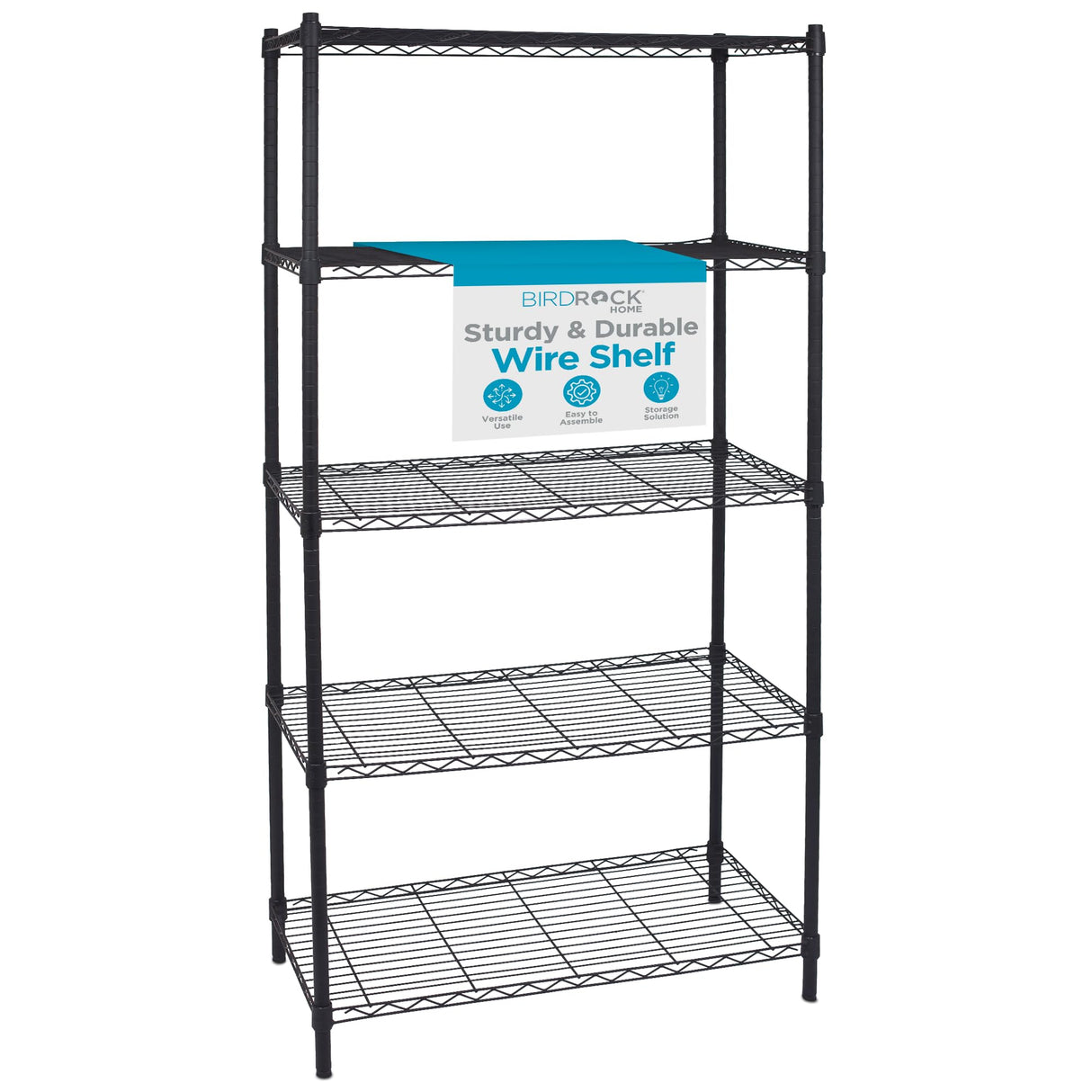 Internet's Best 5-Shelf Adjustable Wire Shelving | Heavy Duty Storage Rack | Metal Shelf for Garage, Restaurant, Industrial Use - Wide Unit Shelves, Sturdy Steel Frame | Black | 36" W x 18" D x 72" H Internet's Best