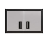 itbe Ready-to-Assemble Floating Garage Storage Cabinet - Wall Mount Garage Cabinet w/Lockable 2 Doors, 44 lbs Shelf Capacity, Removable Shelf, Small Steel Metal Cabinet(Black and Grey) itbe