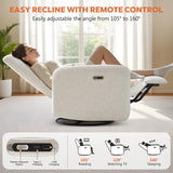 SENYUN Power Recliner Chair, Swivel Rocker Recliner w/USB & Type-C Charging Ports, Chenille Upholstered Swivel Rocker Glider Recliner for Nursery,Living Room, Bedroom, 1PC, Cream SENYUN
