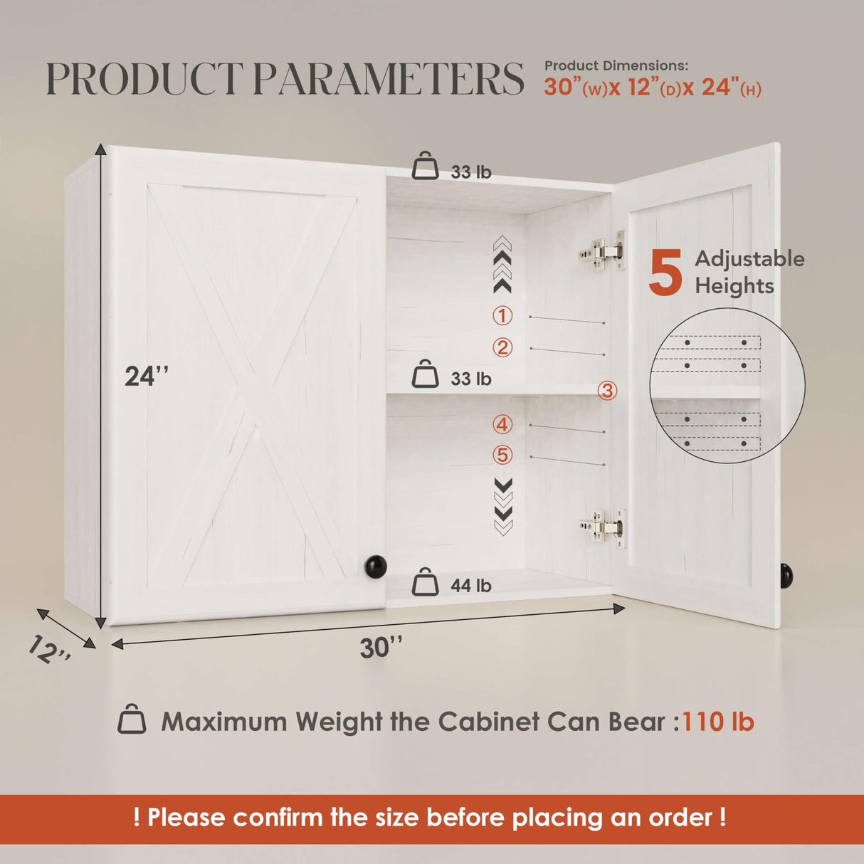 FIMELLO 30’’ Laundry Room Cabinets, Laundry Wall Cabinet Storage, Barn Door Kitchen Wall Cabinets with Doors and Shelves, Wall Mounted Cabinet for Laundry Room, Kitchen, Dinning Room, Bathroom, White FIMELLO