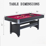 6-Ft Pool Table with Ping Pong Table Combo,2-in-1 Multi-Game Table with Billiard Balls, Cues, Paddles, Brush,for Family Recreation, Durable Structure, Quick Assembly CuisinSmart