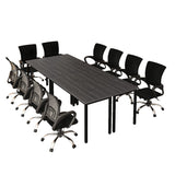 Bonzy Home Conference Table Chairs Set 8FT, 94.4"x47.2"x29.5" Tables & 10pcs Chairs Set for Conference Room Meeting Room Office, Black Bonzy Home