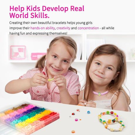 Bracelet Making Kit - 12000 Pcs Clay Beads, 48 Colors in 3 Boxes, Friendship Bracelet Kit with Elastic Strings, Polymer Spacer Beads, Jewelry Making Crafts Gift for Kids, Teens, Girls & Adults2 Sistenia