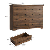 BAZELOR Dresser for Bedroom, 8 Drawer Dresser with Large Drawers, 55 Inch Wide Wood Chest for Living Room, Hallway, Walnut BAZELOR