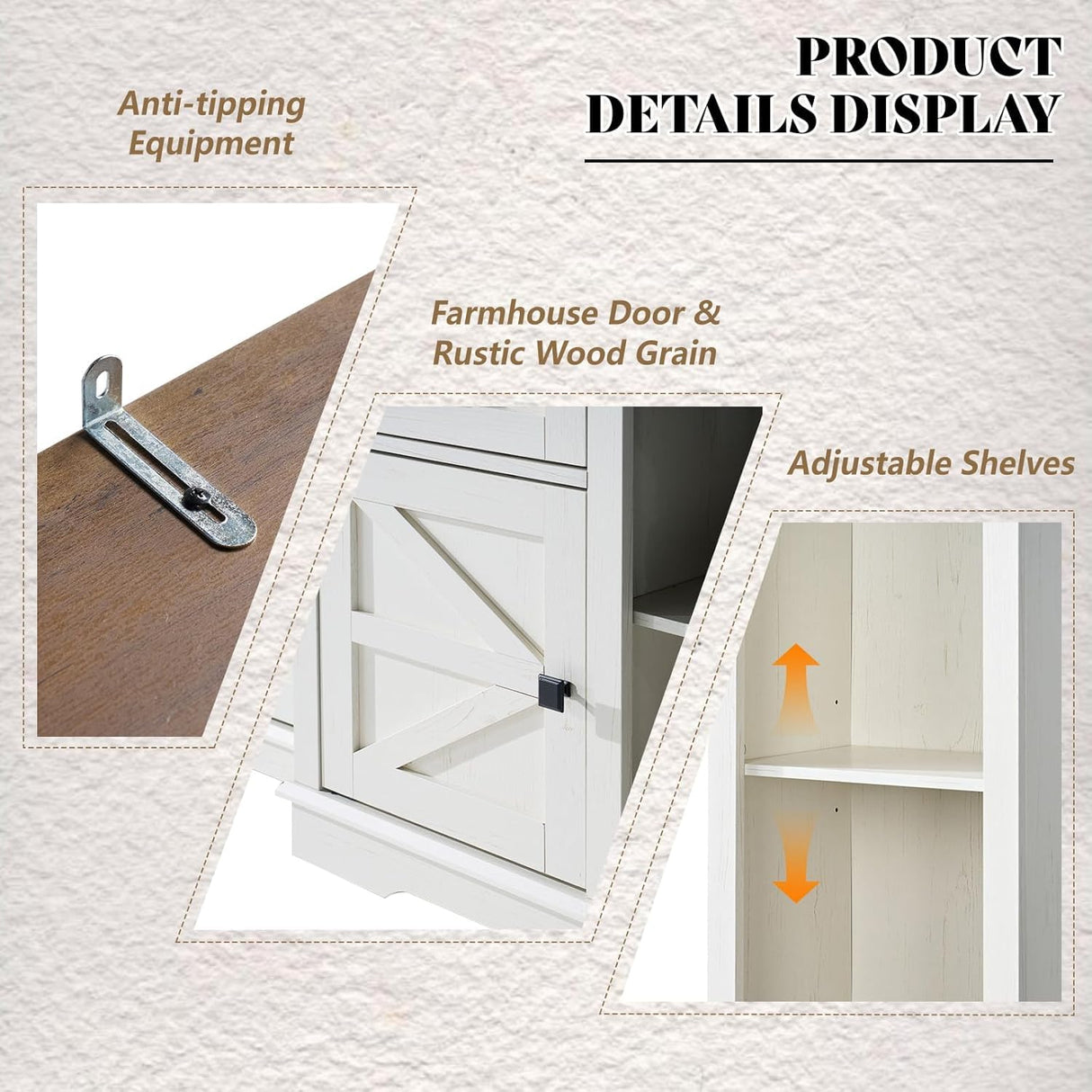 AMERLIFE 98" Farmhouse Entertainment Center Wall Unit with Bookshelves, Wine Cabinet, Fits 78" TVs, Large TV Stand with Power Outlets & Barn Door, Rustic Media Console for Living Room, White AMERLIFE