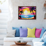 ORIGACH Sunset by The Beach Latch Hook Rug Kit for Adults Printed Rug Making Kit Handmade Carpet Tapestry Cover with Hook Latch and Preprinted Canvas, Home Arts Crafts Sofa Decor, 20.5x15inch ORIGACH