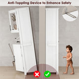 Tall White Freestanding Storage Cabinet with Glass Doors and Adjustable Shelves by IDEALHOUSE IDEALHOUSE