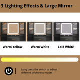 BORNOON Makeup Vanity with LARGE Lighted Mirror and Chair, 7 Drawers Vanity Makeup Desk Table with Power Strip, Adjustable Lighting, and Cushioned Storage Stool for Women, Girls, Teens, and Home Decor BORNOON