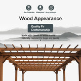 YOPTO 12x16 FT Outdoor Gazebo,Wooden Grape Pergola with Waterproof and Climbing Plant Support,Garden,Terrace,Backyard,Deck, Wind Protection Rating:Level 6,Brown YOPTO
