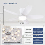 Surtime Ceiling Fans with Lights-36 Low Profile Ceiling Fan with Light and Remote/APP Control,Flush Mount,DC Reversible,LED Dimmable Modern Ceiling Fans for Bedroom,Indoor/Outdoor Patio Use(White) Surtime