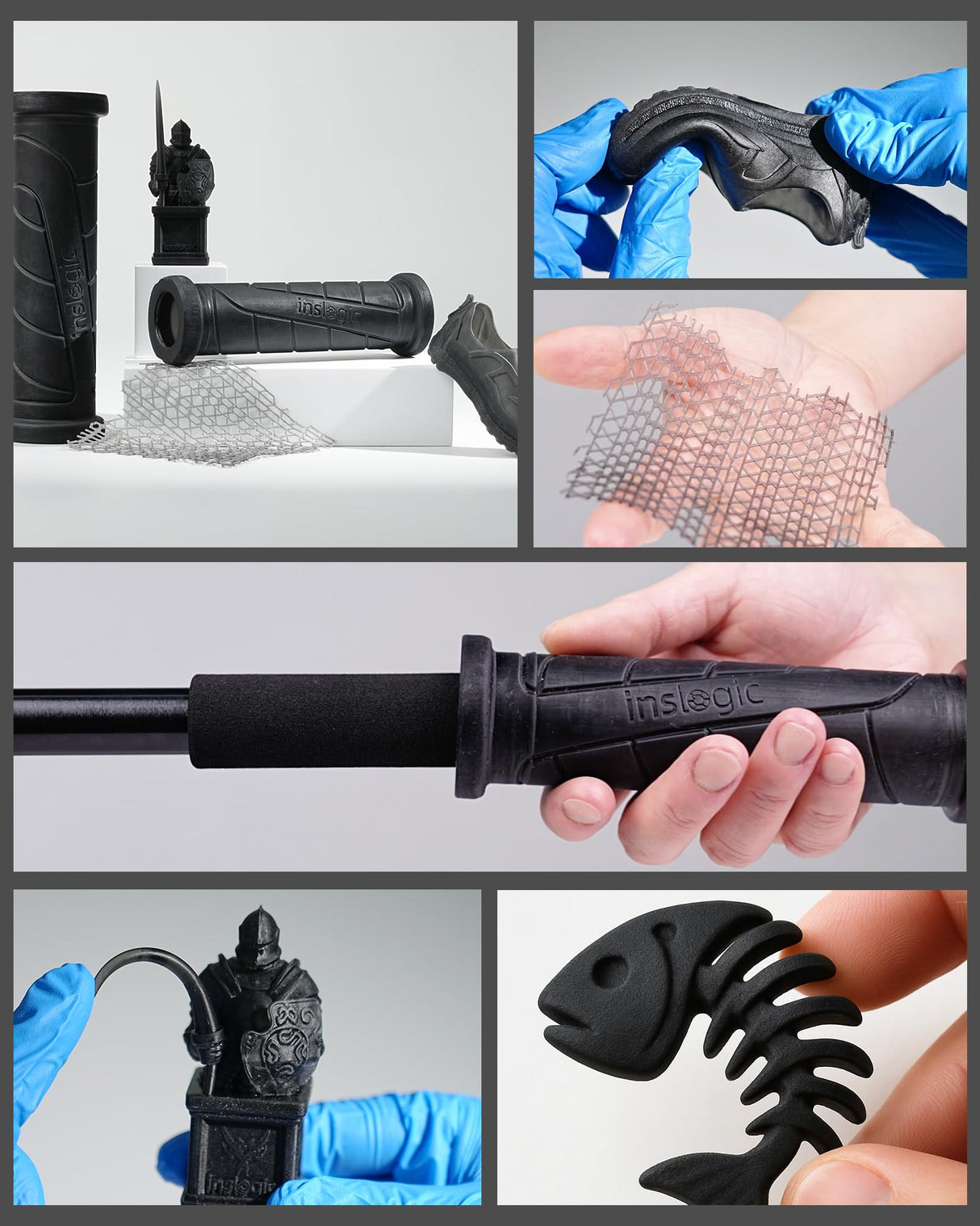 Inslogic Flexible 70A Resin 3D Printer Resin, 1KG 3D Printing Resin for Printing Soft and Flexible Items, Bendable and Not Brittle, Fast Curing 405nm UV Photopolymer Resin, 1KG Black Inslogic