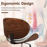 LUXOAK Ergonomic Home Office Desk Chair Set of 2, Mid-Century Modern Armless Chair with PU Leather/360°Swivel Wheels/Seat Height Adjustable for Office, Study, White LUXOAK