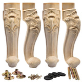 La Vane 11 inch / 28cm Wooden Furniture Legs, Set of 4 European Style Solid Wood Carving Furniture Replacement Feet Decoration for Sofa Cabinet La Vane