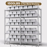 Himimi Storage Shelves-5 Tier Heavy Duty Wire Shelving Unit with Leveling Feet, 1500LBS Adjustable Metal Shelves Organizer for Kitchen Garage Pantry Laundry, 60" W*14" D*72" H, Silver Himimi