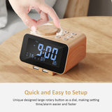 USCCE Digital Alarm Clock Radio - 0-100% Dimmer, Dual Alarm with Weekday/Weekend Mode, 6 Sounds Adjustable Volume, FM Radio w/Sleep Timer, 2 USB Charging Ports, Thermometer, Battery Backup(Wood Grain) uscce