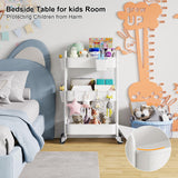 3 Tier Rolling Cart Metal with Wheels, White Three Tiered Craft Cart Organizer on Wheels, Storage Utility Carts for Art, Baby Nursery,Diaper Caddy, Cleaning Supplies, Nail,Lash,Snack,Book,Roller Shelf Aofure