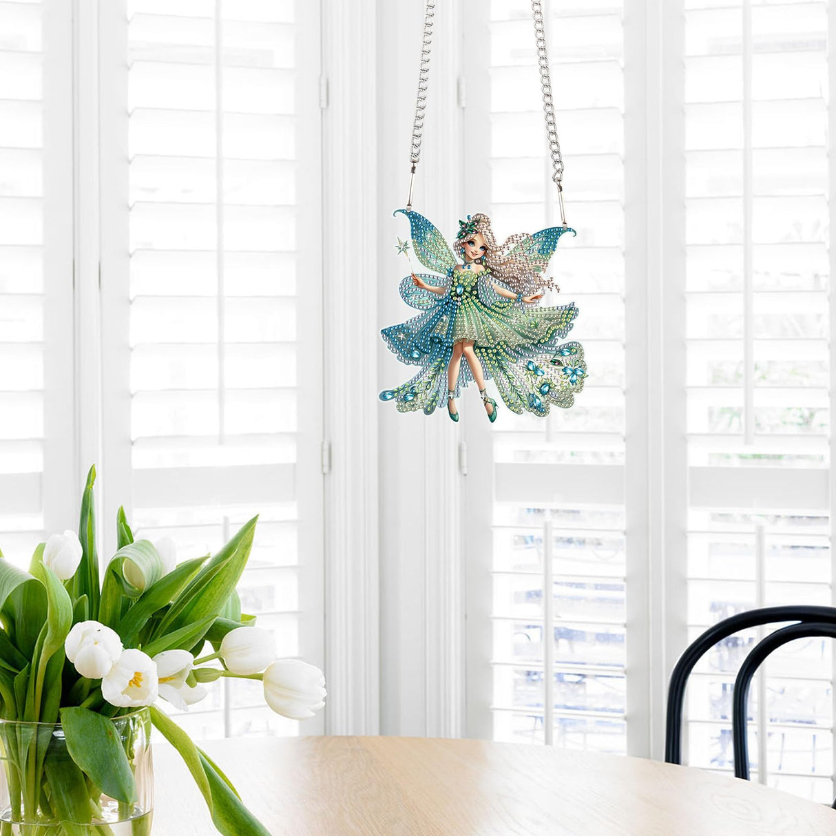 AiYuanzsh Green Butterfly Fairy Diamond Art Painting Hanging Pendant Kit Special Shaped Diamond Dots Art Acrylic Ornaments Diamond Art Painting Pendant for Adult Home Wall Window Decor Gift AiYuanzsh