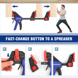 WORKPRO 6" Bar Clamps for Woodworking 2-Pack, Quick-Release Wood Clamps/Spreader Light Duty, One Hand F Clmaps 150 LBS Load Limit, Ideal for Woodworking and DIY Projects WORKPRO