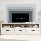 IDEALHOUSE 70in TV Stand for TVs up to 80", Mid Century Modern Entertainment Center with Storage Drawer and Open Shelves, TV Console Media Cabinet for Living Room, Bedroom, Antique White IDEALHOUSE