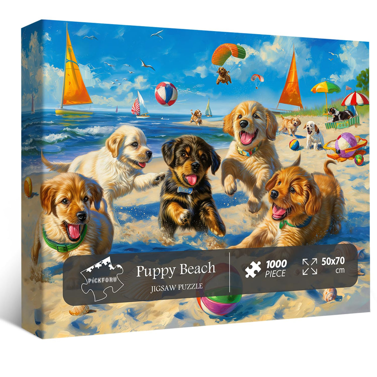 Funny Dog Puzzles for Adults 1000 Pieces and up, PICKFORU Beach Puzzle Collection Cute Dog, Puppy Animal Puzzle as Home Decor PICKFORU